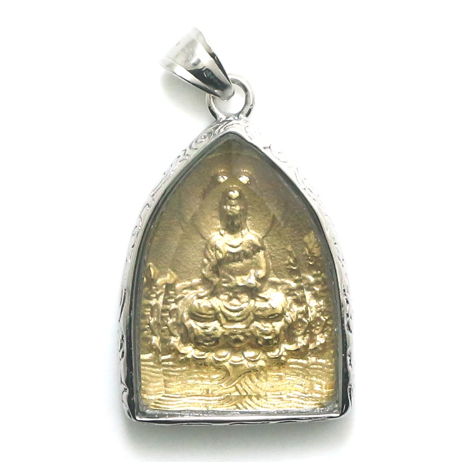 Унисекс 316L Нержавеющая Сталь Серебряный Цвет A Buddism Godness Guanyin Защитная подвеска |