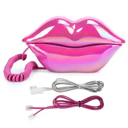 Lip - Shaped Electroplate Desktop Telephone (Rose Red)