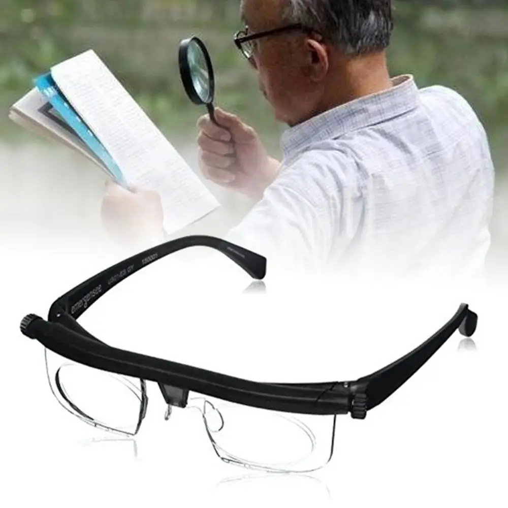 

New Adjustable Strength Lens Eyewear Variable Focus Distance Vision Zoom Glasses Protective Magnifying Glasses with Storage Bag