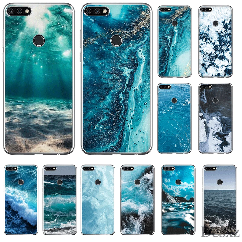 

Mobile Phone Case For Huawei Honor 7A 7C 7X 6A 8 8X 8C 9 9X View 20 Note 10 Lite Cover Fashion Blue Sea Colorful
