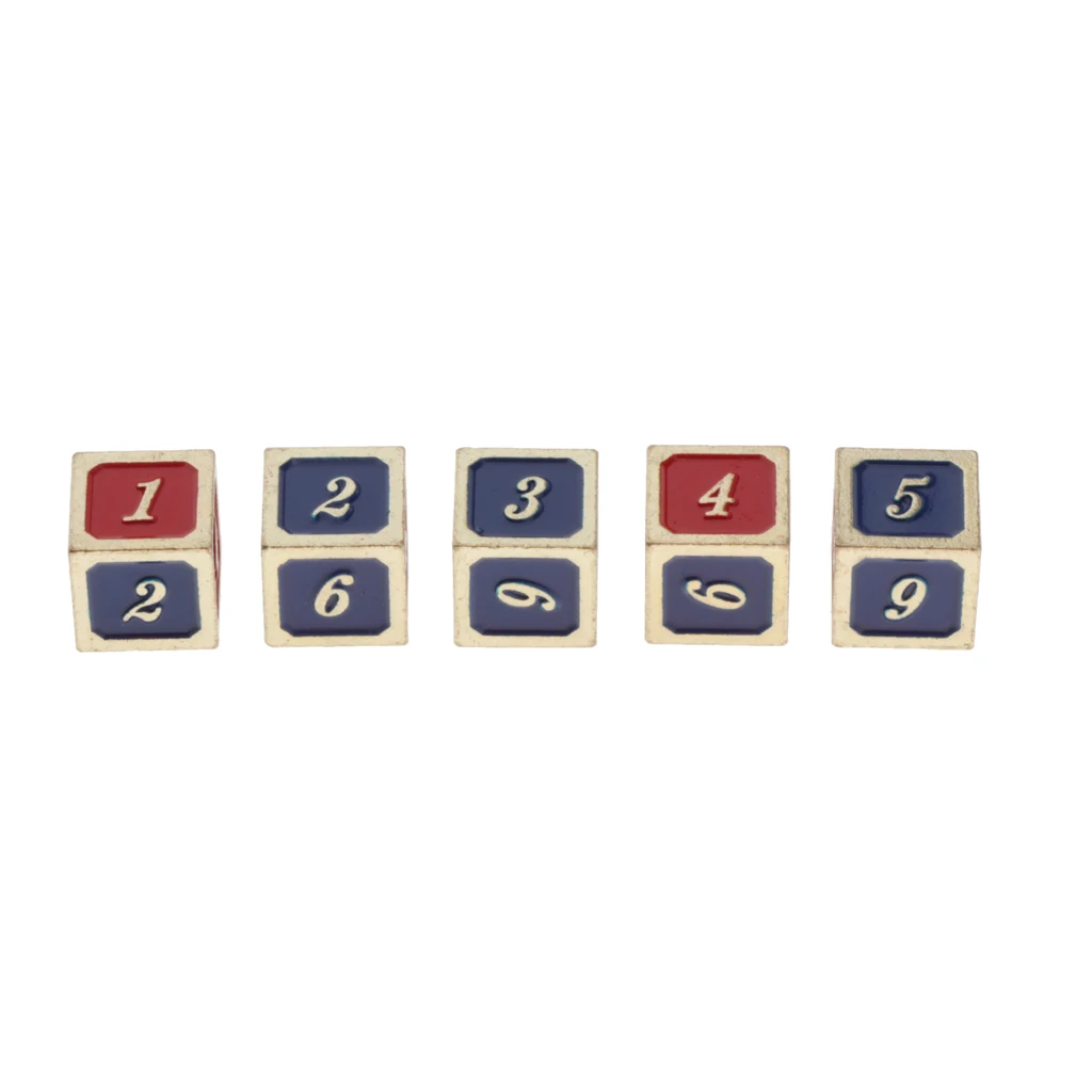 5 штук шестигранные 16 мм игральные кости D6 игральные кости с золотым/бронзовым номером края - Цвет: Blue and Red