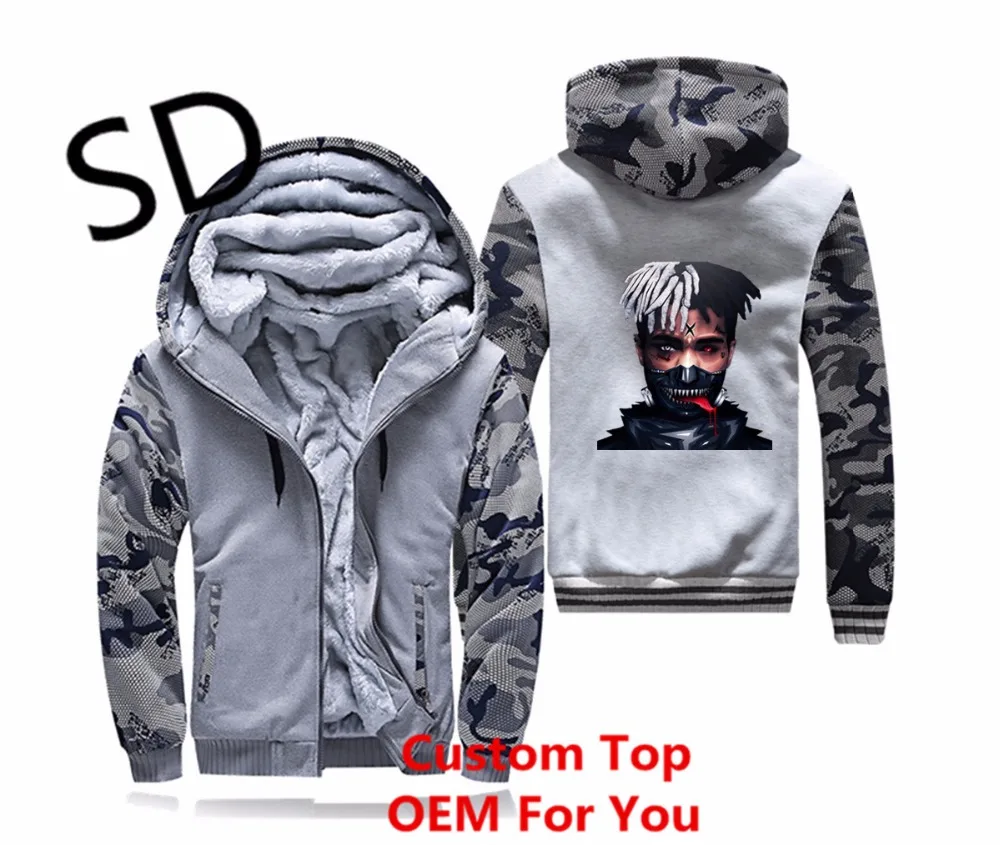 Дропшиппинг 3D толстовки Xxxtentacion толстовка мужская мода спандекс принт хип хоп толстовки камуфляжная куртка на молнии Верхняя одежда Топ