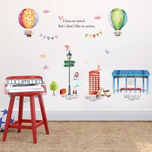 ABC1061 горячий воздух баллон автобус платформа детская комната Спальня Коридор фон для детского сада настенные декоративные наклейки Фреска Pape