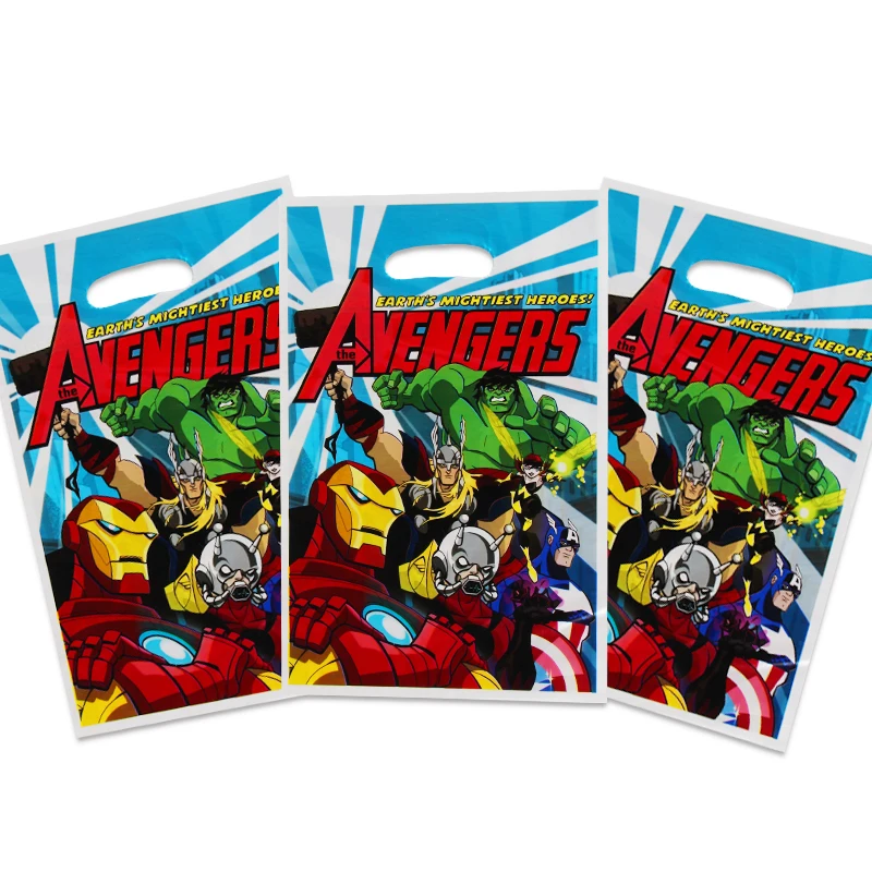 Avengers 10 шт./компл. Единорог звезда тема вечерние Подарочный пакет вечерние украшения Пластик конфетная сумка там мешок с подарками для малышей праздничные вечерние поставки - Цвет: Avengers
