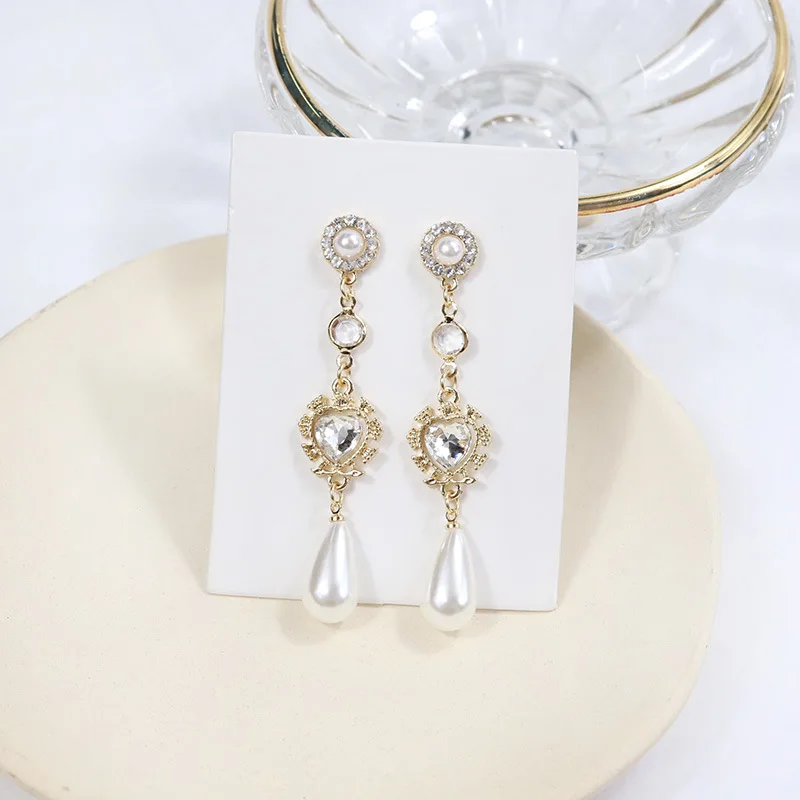 

S925 Silver Needle Korean Fashion Complex Cuban Rock Crystal Earrings Simple Fairy Beauty E84