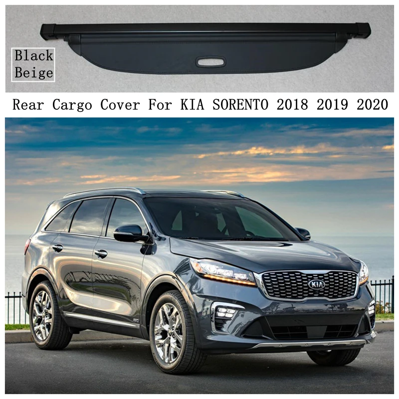 

Rear Cargo Cover For KIA SORENTO 2018 2019 2020 Privacy Trunk Screen Security Shield Shade Black Beige Auto Accessories