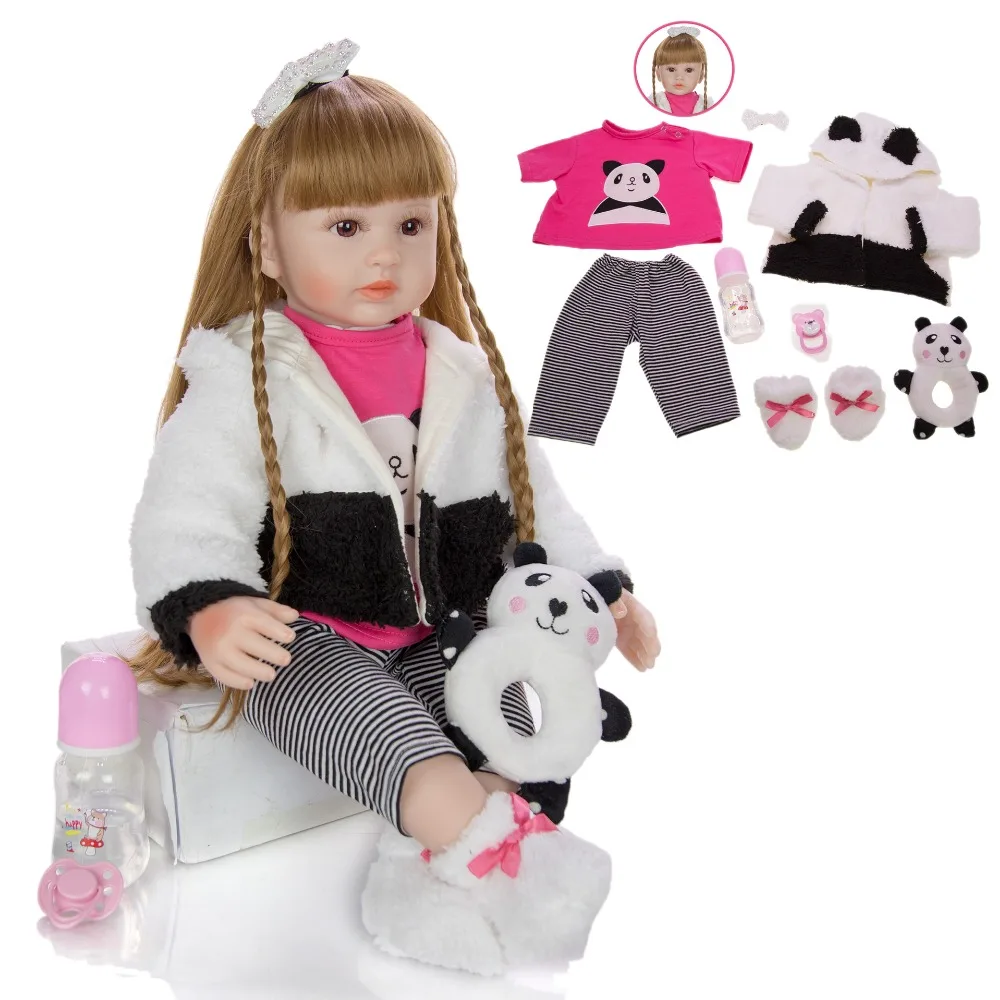 KEIUMI Bebe Reborn Малыш Панда Детские Мягкие силиконовые куклы с длинными волосами куклы-принцессы игрушки подарок