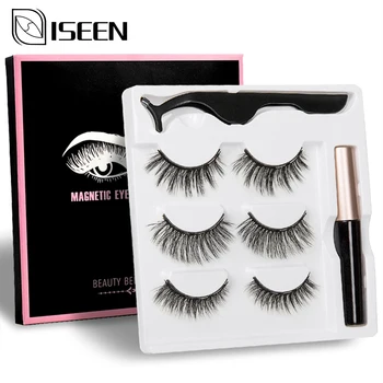 

3 pairs 3D Magnetic False Eyelashes Magnet Eyeliner Mink Fake Eyelash Waterproof Liquid Tweezers Set Long Lasting Eyelash Makeup