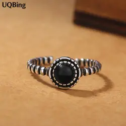 Новое поступление ретро стерлингового серебра 925 пробы черные каменные кольца ювелирные изделия Открытое кольцо для женщин вечерние