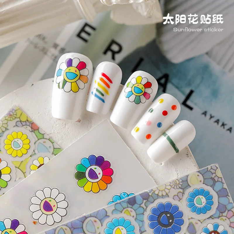 

D Nail decal Rainbow Sunflower decorative nail paper manicure