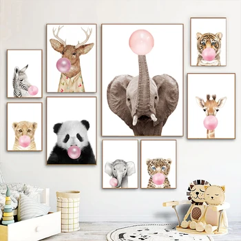 

Panda Animals blowing bubbles Canvas Oil Painting Posters Prints Quadros Wall Art Modern Picture for Living Room Decor Cuadros