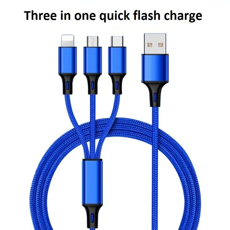Зарядный кабель для передачи данных три в одном Быстрая зарядка Android type-C Многофункциональный кабель для зарядки мобильного телефона с тремя данными