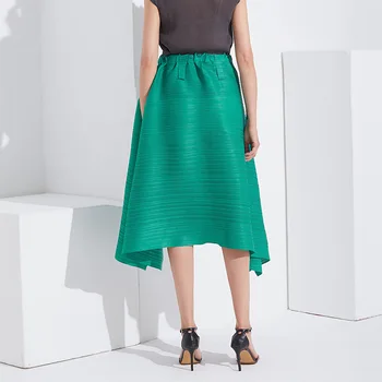 

LANMREM can ship 2020 Woman All-match Bouffancy Half-body Skirt Loose spring summer fashion new irregular pleated skirt YJ057