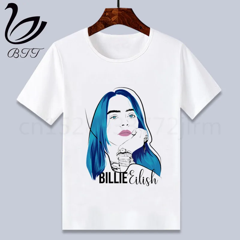 Billie Eilish/Одежда для маленьких мальчиков; детская футболка с забавным рисунком; детские летние топы с круглым вырезом; футболка для мальчиков и девочек; одежда для малышей