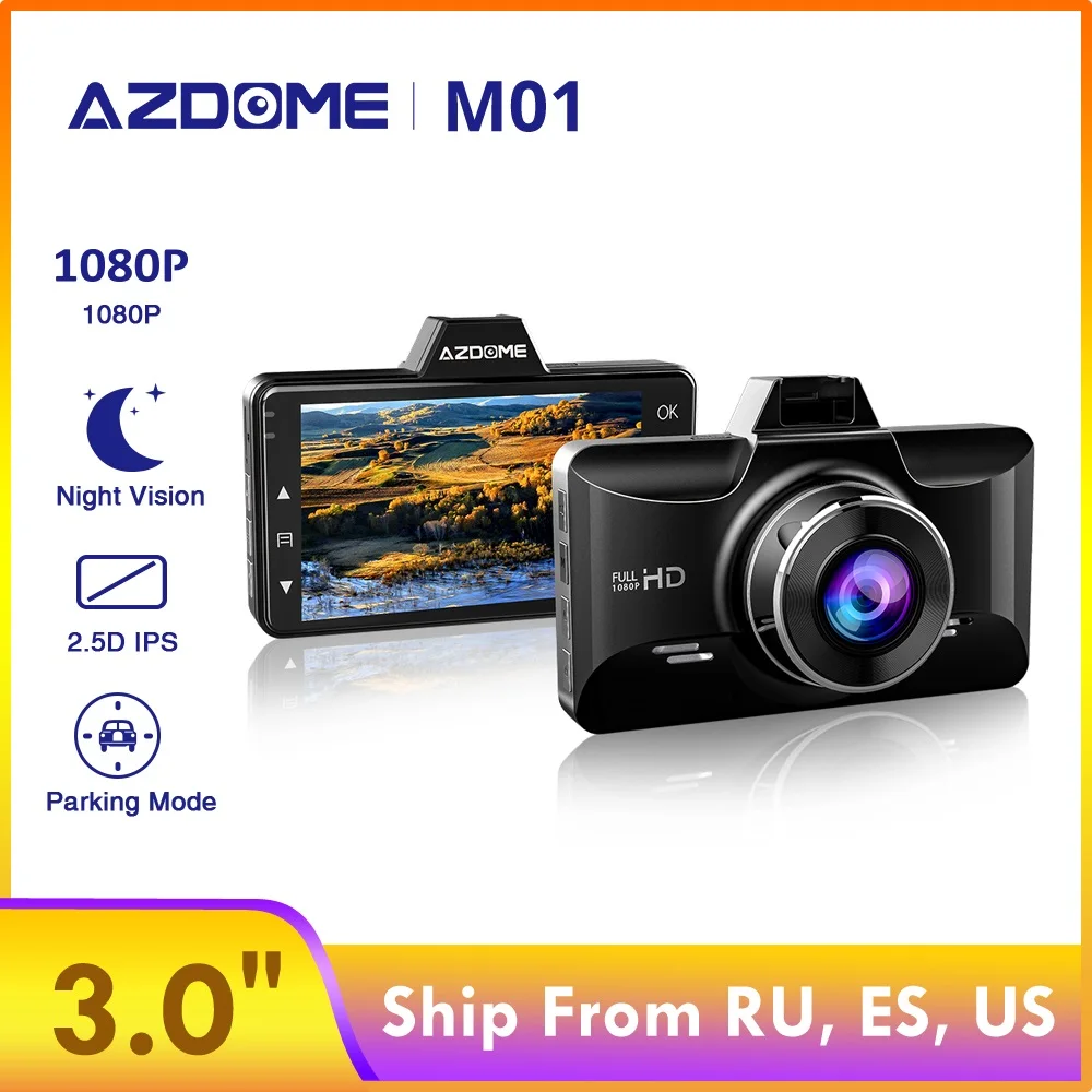 AZDOME Автомобильный видеорегистратор M01 Dash cam 3-дюймовый 2.5D экран 1080P HD регистратор усталость водителя 170 Угол обзора g-сенсор для Uber Lyft AZDOME Автомобильный видеорегистратор M01 Dash cam 3-дюймовый 2.5D экран 1080P HD регистратор усталость водителя 170 Угол обзора g-сенсор для Uber Lyft