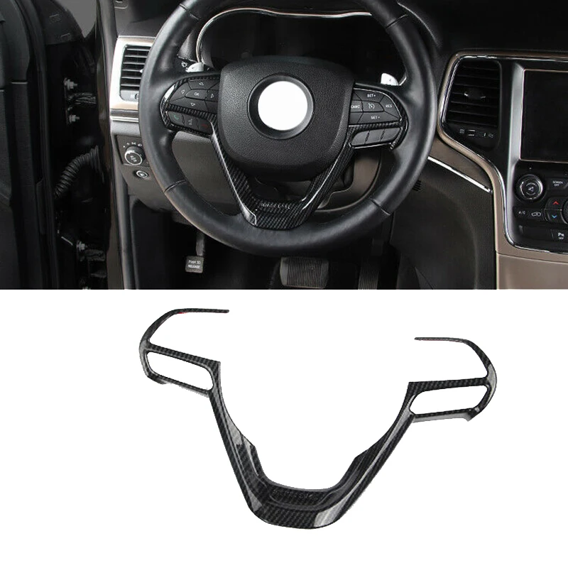 Carbon Fiber Steering Wheel Frame Cover Trim For Jeep Grand Cherokee 2014-2018