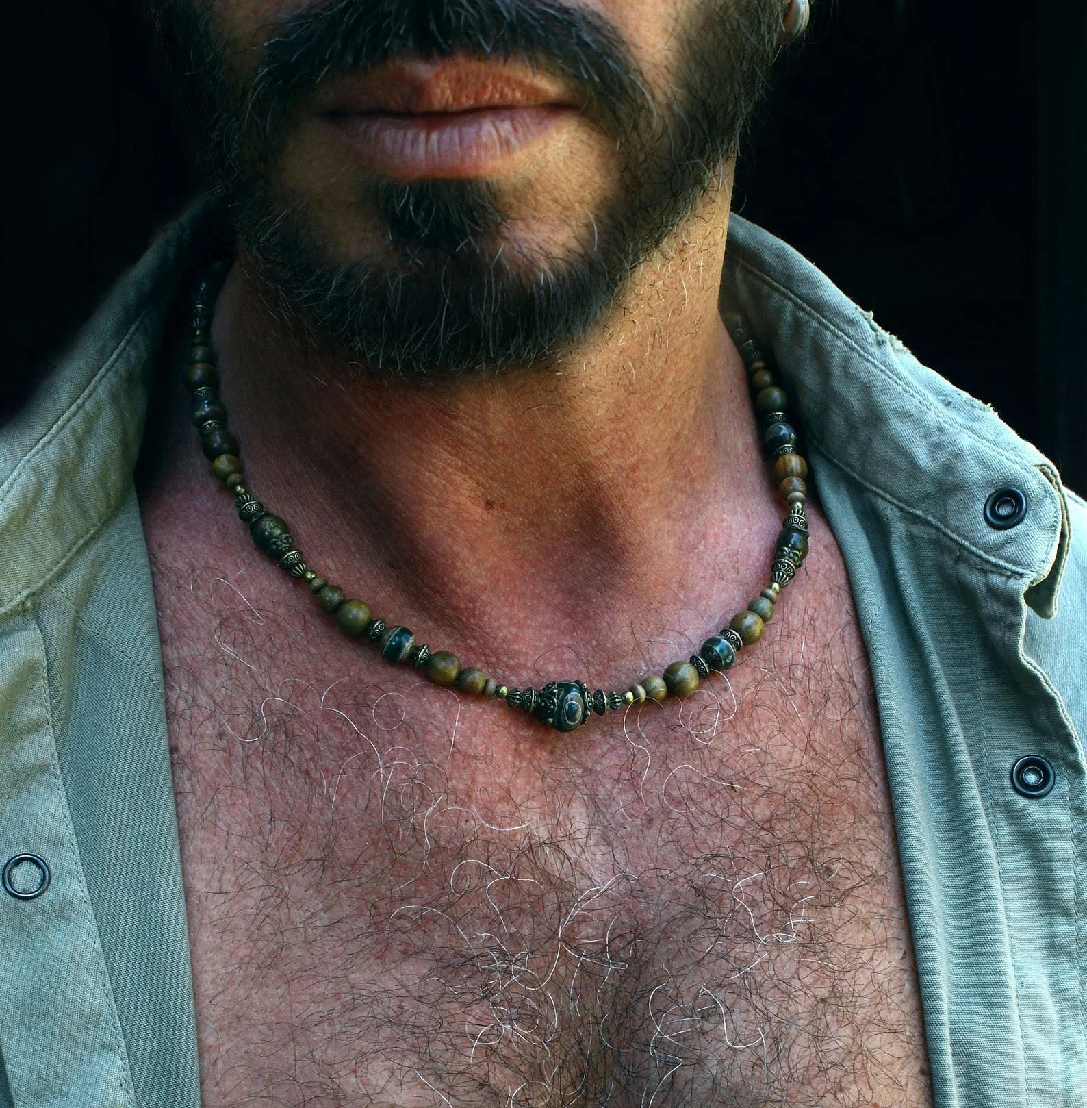 

unique gift for men / tibetan necklace for men / bohemian jewelry for man / earthy mens jewelry