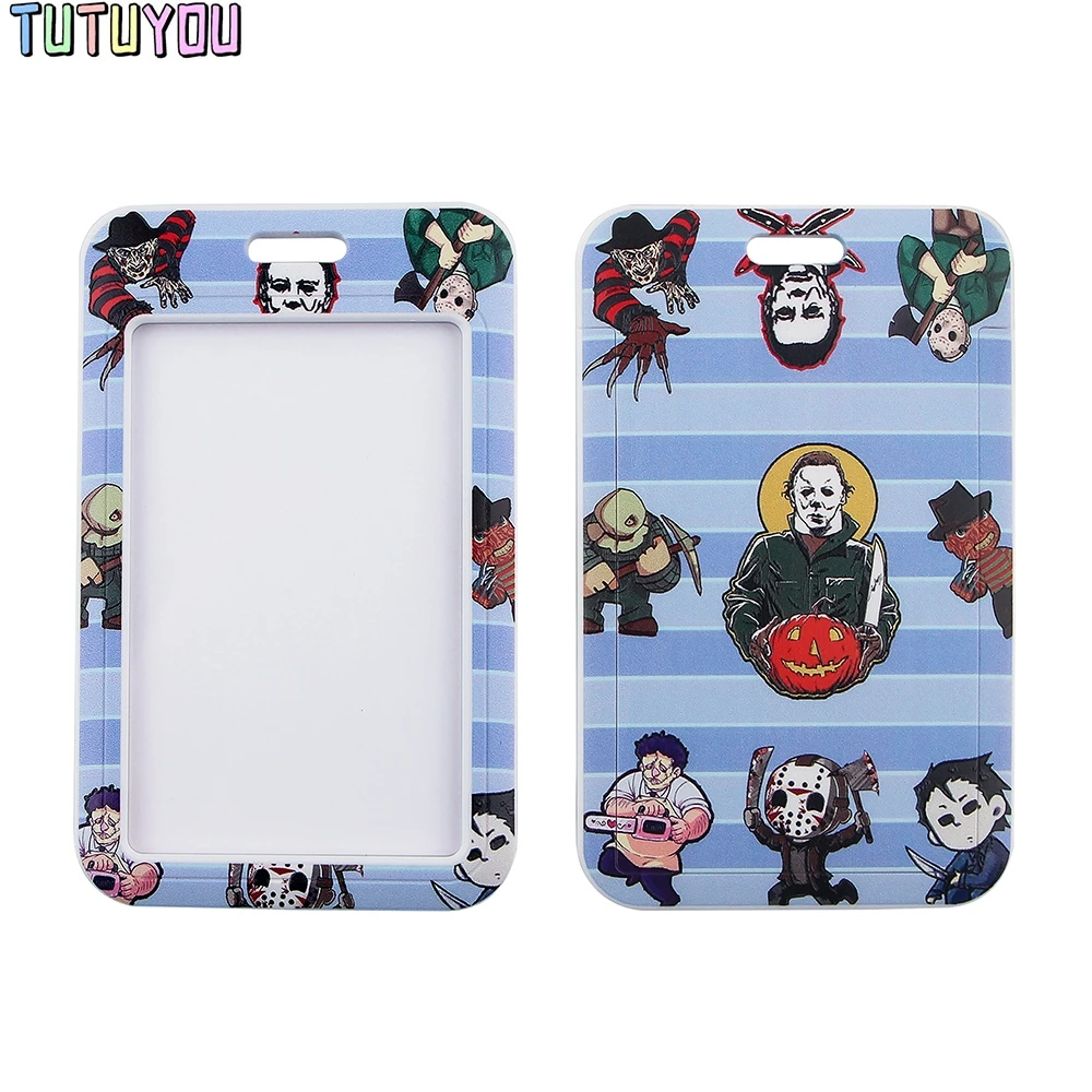 

1pc PC2725 Horror Movie Killers Lanyard ID Card Holder Student Travel Bank Bus Business Card Cover Badge Halloween Gift For Kid