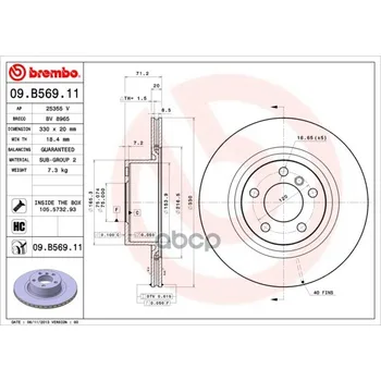 

Disc brake rear. UV coated BMW X3 (F25) 09/10- /BMW X4 (F26) 05/13-brembo art. 09.b569.11