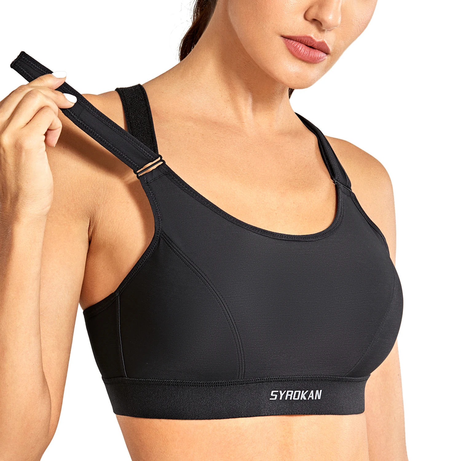 Wirefree Front Adjustable High Impact Sports Bras for Women Plus Size Padded Bras