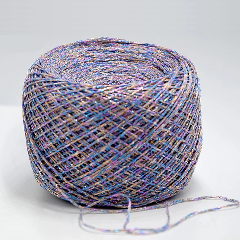 New Arrival 250g Shiny Gold Silver Silk Colorful Space Dye Fancy Metallic Yarn Hand Knitting Thin Crochet Weaving Thread Z3910 2