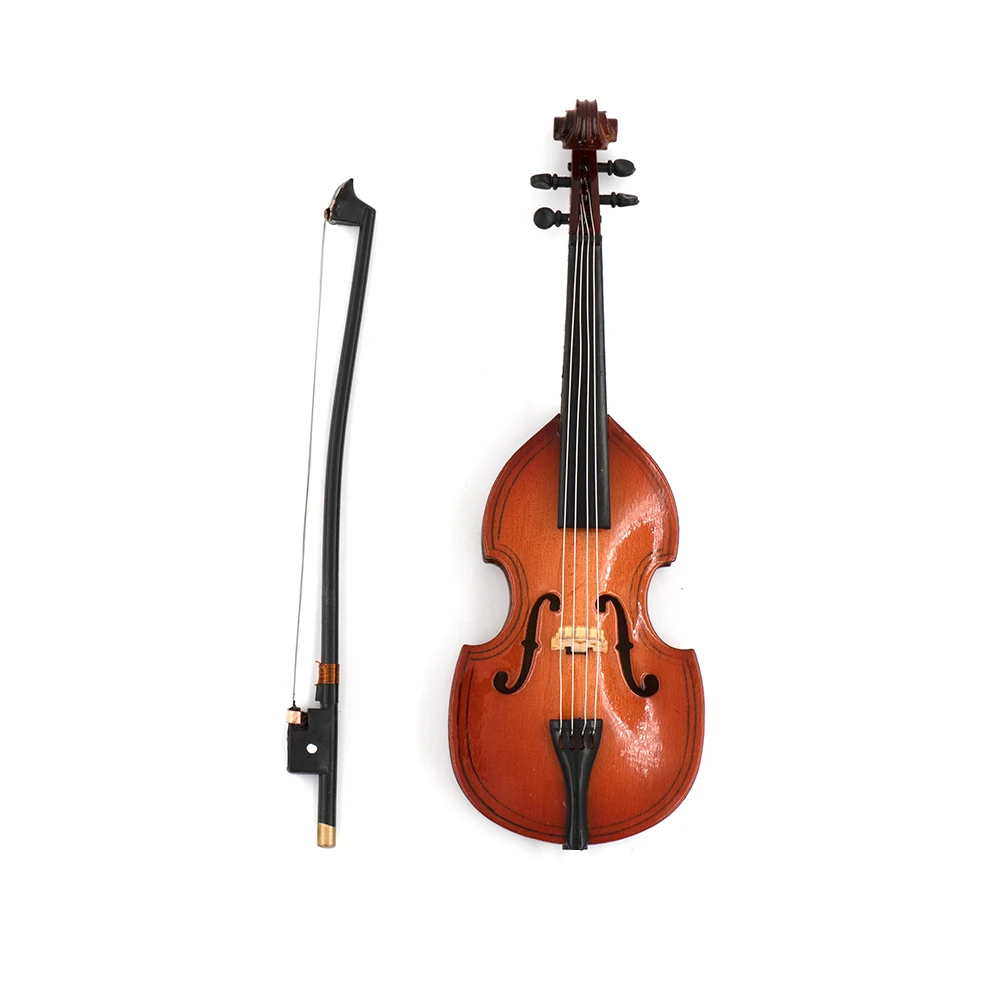 1 個木製ミニチュア低音チェロモデルとサポートミニ楽器 1/12 ドール