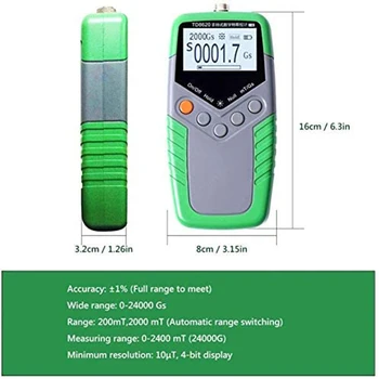 

TD8620 Permanent Magnet Gauss Meter Gaussmeter Handheld Digital Tesla Meter with Surface Magnetic Field Tester 5% Accuracy