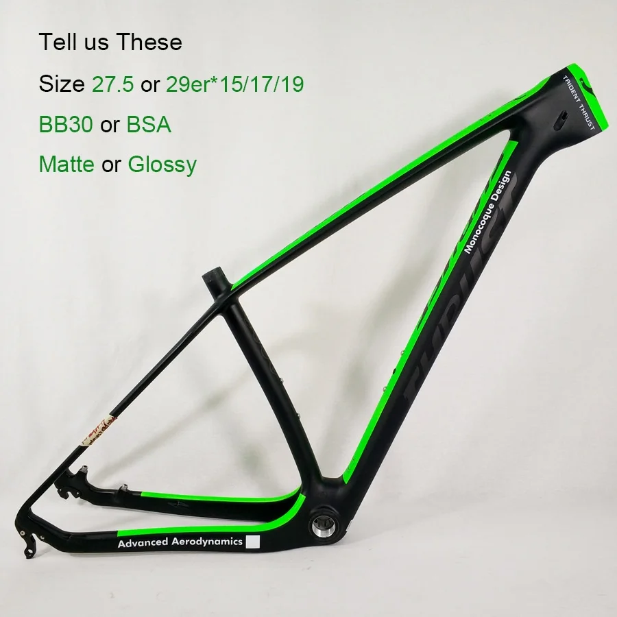 Тяга китайский углеродистый каркас 29er рама карбоновая для горного велосипеда mtb 15 17 19 Боб черный Китай Карбон MTB рама - Цвет: green new paint