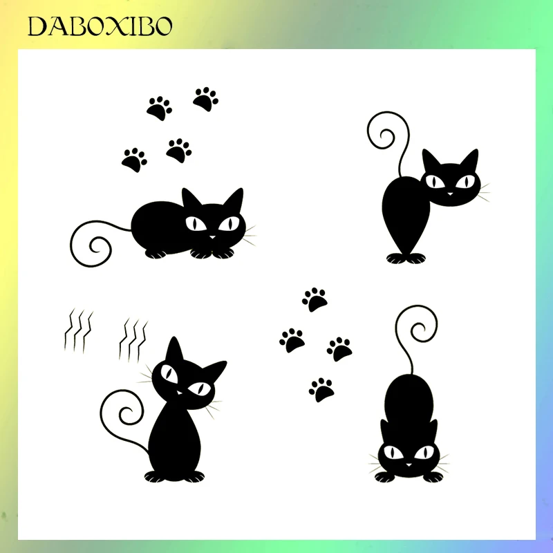 

DABOXIBO Dazed Kitten Clear Stamps For DIY Scrapbooking/Card Making/Photo Album Silicone Decorative Crafts 13x13