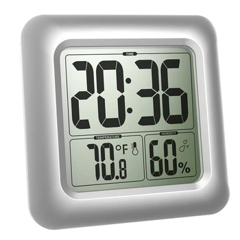 

Bathroom Large Screen Clock Waterproof LCD Display Thermometer Shower Hygrometer Square