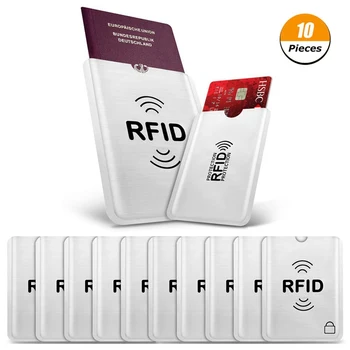 

10pcs/set Metal Credit Bank ID NFC RFID Card Holder Sleeve Cover Protector Anti Magnetic Degaussing Blocking Case Container