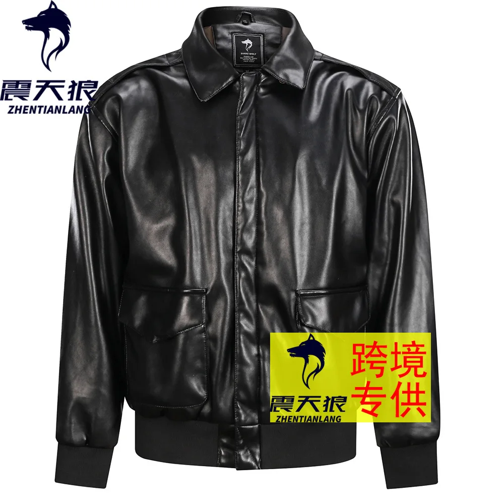 

America Air Force Men A- 2 Flight Suit Leather Coat Coat Pu Retro Large Size Cotton Coat Locomotive Thick MA1