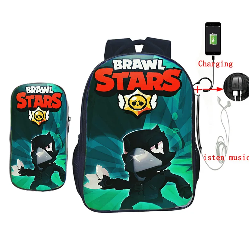 

2Pcs/Set Brawl Stars Backpacks Hot Shooting Game Printing School Bags for Teenagers Girls Students Bookbags Kids Pen Pencil Case