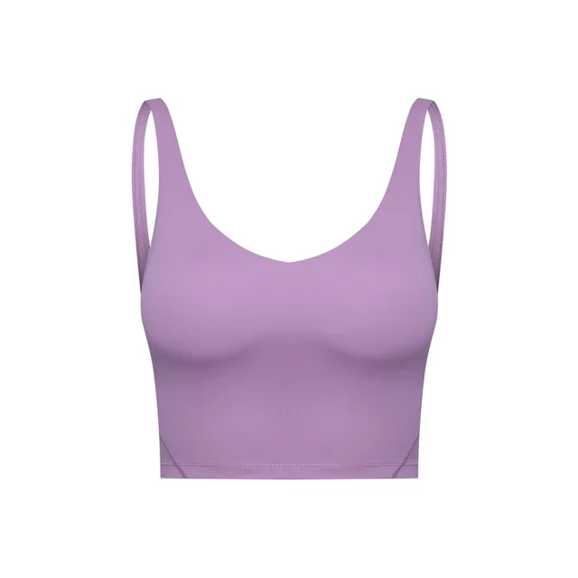 Lulu Fitness Tank Top Women Sports Support Sexy Tight Gym Yoga Vest Buttery Soft Weightless With Removable Chest Pad Custom Logo Taro purple