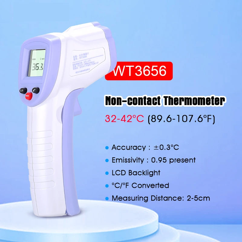 

WT3656 Baby/Adult Digital Infrared Thermometer Forehead Non-contact Handheld Body Temperature Thermometer 32~42C (89.6F~107.6F)