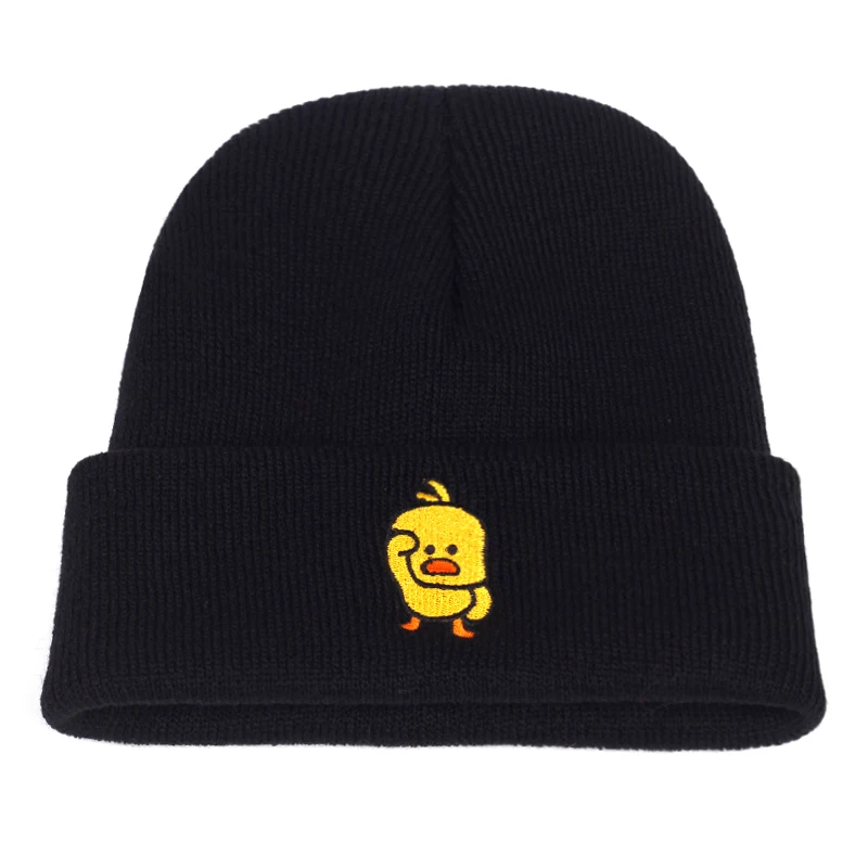 woolen cap for men Casual Little yellow duck beanie Hat for Men women Hip Hop Knitted woolen hats cap Outdoor Winter warm ski hats Skullies Hats timberland skully