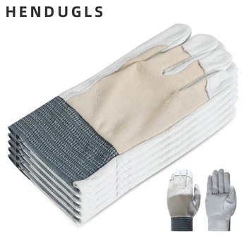 

HENDUGLS 5pcs Men Leather Work Safety Gloves Mechanic Gardening Riding Working Protective Gloves Mitten Free Shipping 410