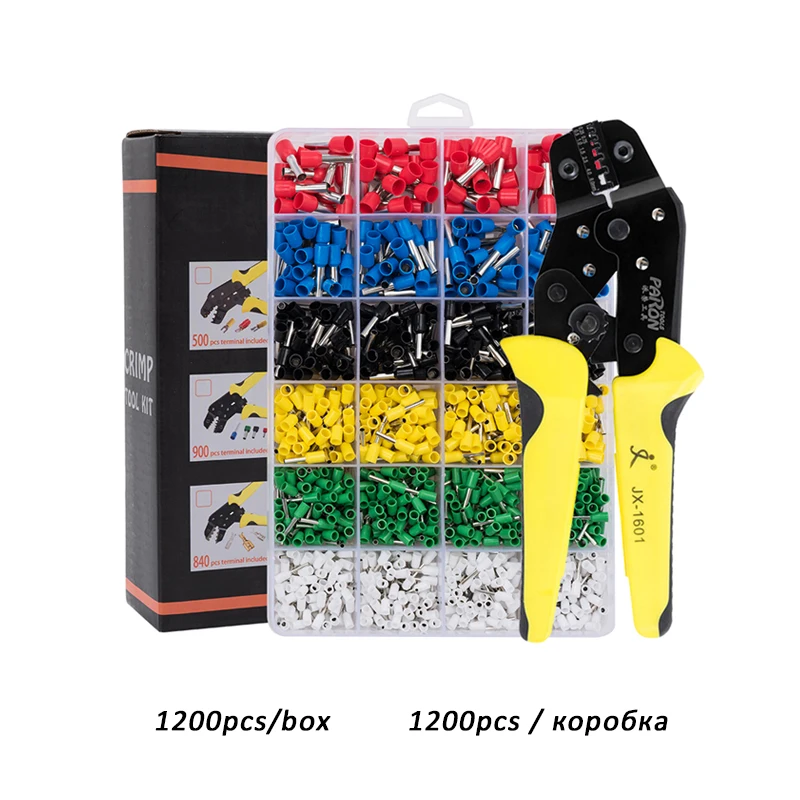 1200PCS Tubular Terminal Crimping Tools Ratchet Wire Crimper Plier Set 0.5-6mm2 20-10AWG Crimp Connector Multitool | Инструменты