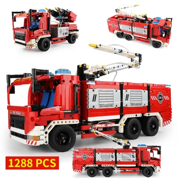 

Remote Control Fire Truck City Building Blocks Technic Truck Car Model Kit Construction RC Bricks Educational Toys For Boy Gift