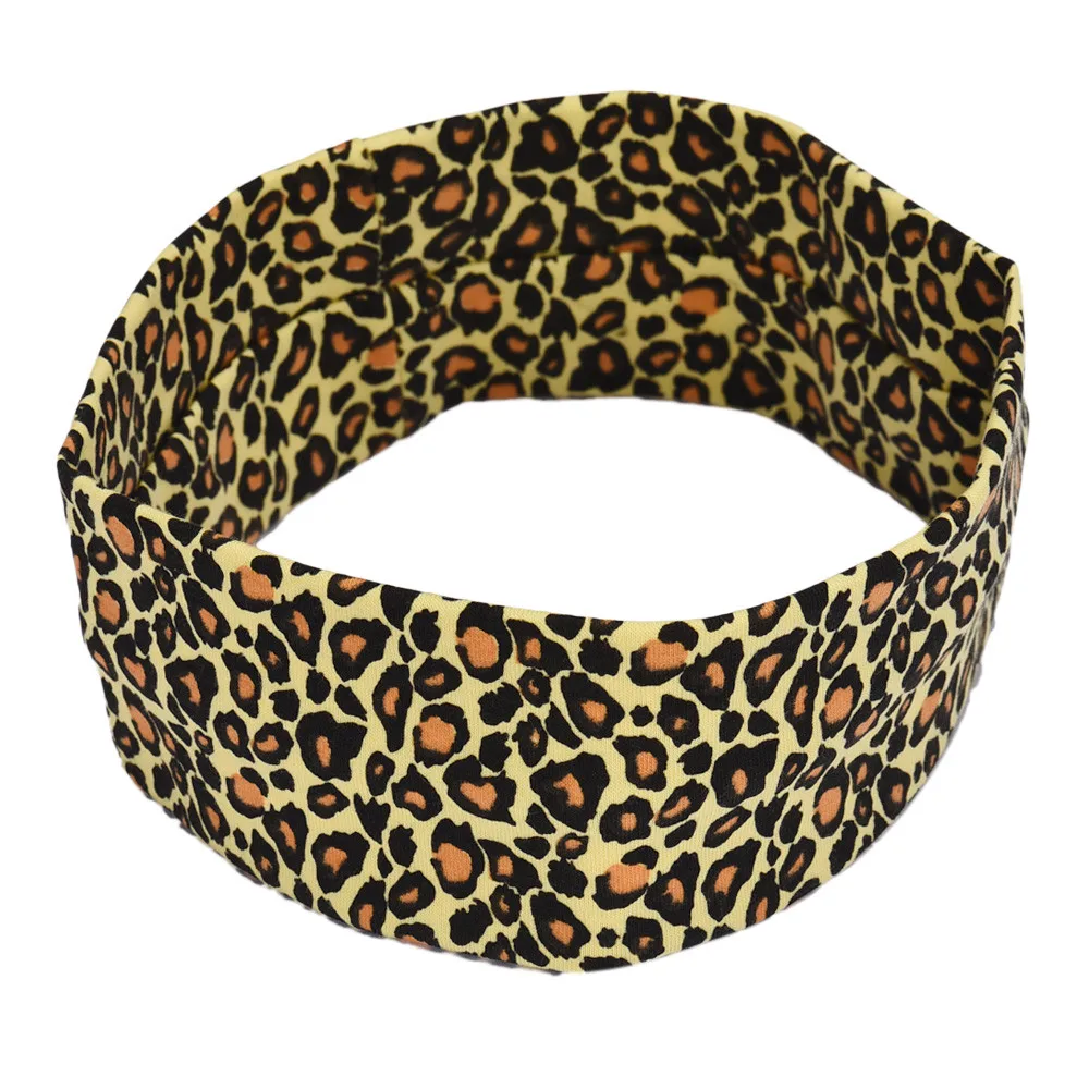 

Leopard hair bands for women sweet girl Fashion Wide Side headband Elastic Turban Hair Vintage Band Headband korean style women