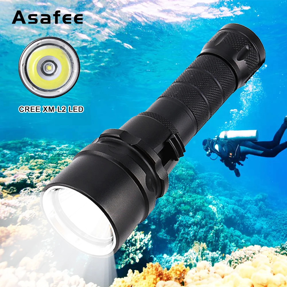 

2000LM Underwater Torch Light CREE XML L2 T6 LED Scuba Diving Flashlight Lamp Using 18650 Battery