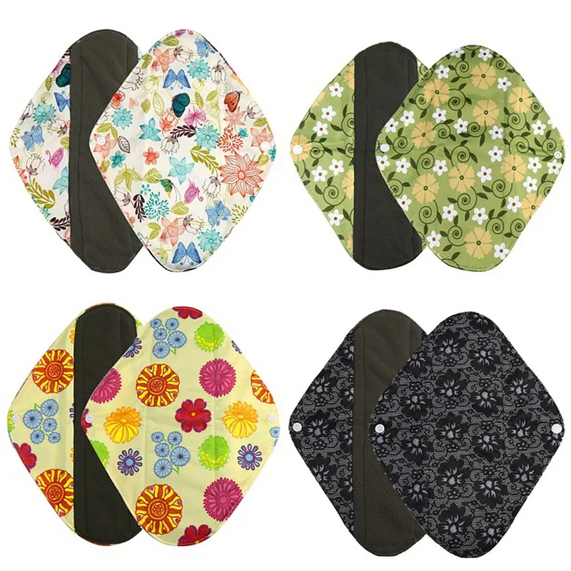 

Flower Printed Washable Pad Cloth Menstrual Pads Reusable Bamboo Washable Sanitary Napkins The Absorbent Reusable Panty Liners