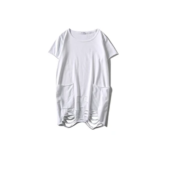 

High Street Inside Hem Hollowed-out T Shirt Mens T Shirts Fashion 2020 Summer Offbeat T-shirt Brand Clothing Snapback Hip Hop