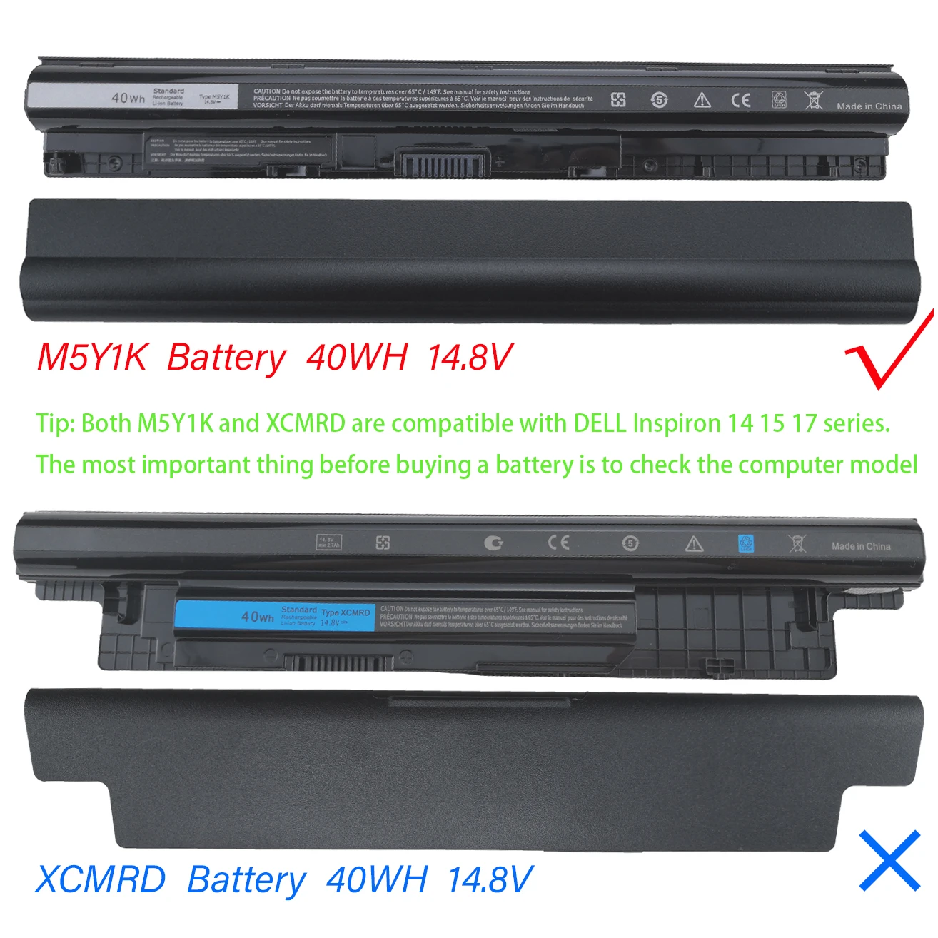 Bateria do Portátil M5y1k para Dell Inspiron 14 3451 5451 15 3551 3552 3567 5551 5552 5555 5558 5559 17 5756 3458 3558 V3451 - Imagem 2