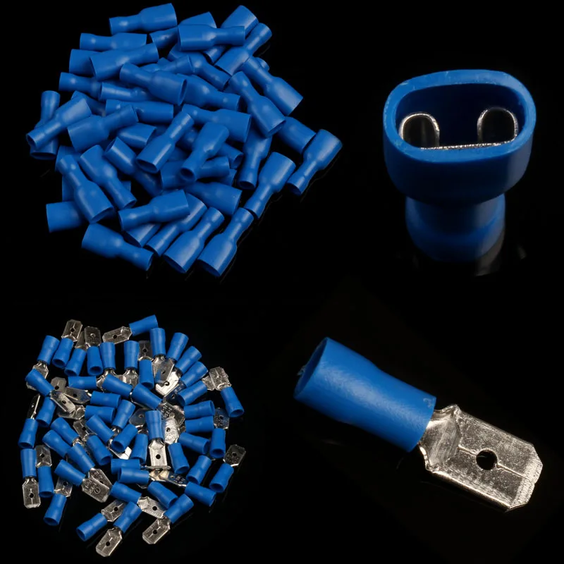 100pcs Fdfd/mdd2-250 Blue Assorted Female&male Bullet Butt Connector ...