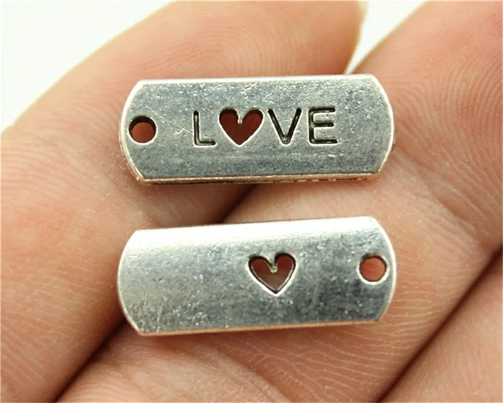 8 Pieces Metal Charms For Jewelry Making Antique Silver Trust Hope Blessed Text Tag HJ150 - Окраска металла: 21x8mm