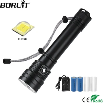 

BORUiT D150 XHP50 LED Scuba Diving Flashlight High Power 2500LM Torch Underwater 50M 3-Mode Lantern 26650 Diver Submarine Light