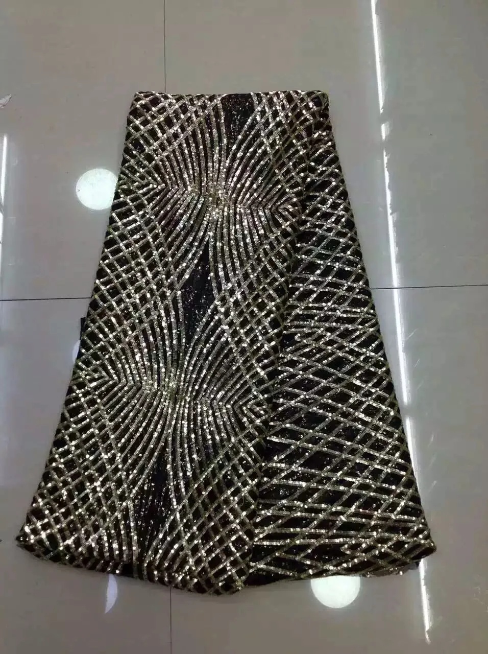 Новейшее Золотое французское нигерийское блестящее Сетчатое кружево, африканская Тюлевая сетчатая кружевная ткань высокого качества для свадебного платья JL919