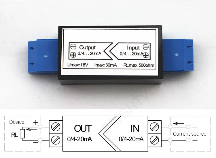 Небольшой Размеры изолированный 4-20mA преобразователя постоянного тока переменный ток 4-20mA изолятор для 2-проводной передатчики источник постоянного тока изоляции сигнала
