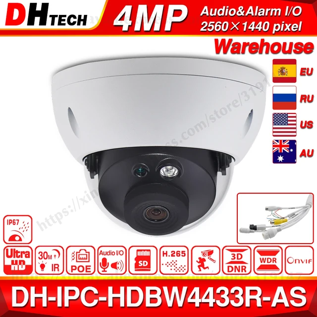$US $66.48  Dahua IPC-HDBW4433R-AS 4MP CCTV IP Camera Support IK10 IP67 Audio in/out &Alarm Port PoE Camera IR 